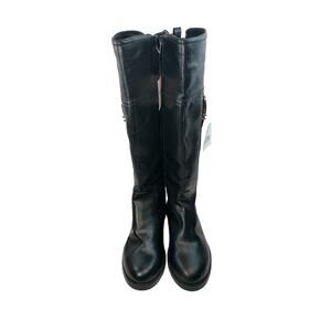 LIZ CLAIBORNE Women Boots Size 7 Black Mid Calf Leather Zip Memory Foam